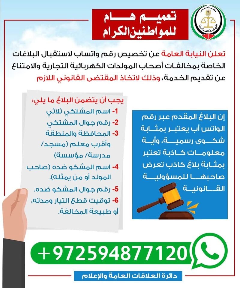 تقديم شكوى ضد أصحاب المولدات في غزة