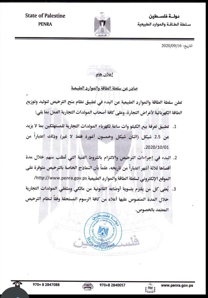 سعر الكهرباء في غزة